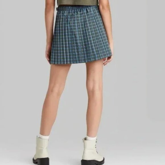 Wild Fable Plaid Pleated Mini Wrap Buckle  Skirt - Small - Picture 2 of 11